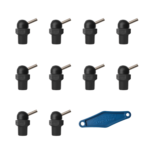 0.160 x 0.5 CT Style Pack of 11 Loc-Line 79024-BLK Acetal HPT Nozzles with Adjustment Lever Thread Size 1/8 Black 