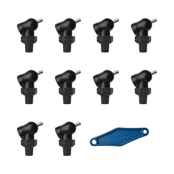 79053-BLK – HPT Black (XR Style) W/Adj Lever Noz=.160X.25 Thread= 1/8″ Pack  of 10 | Loc-Line